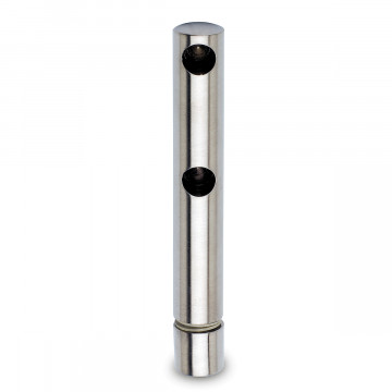 Dubbele eindsteun voor montage op glas Poula voor staf 6 mm zamak RVS look