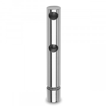 Dubbele eindsteun voor montage op glas Poula voor staf 6 mm zamak chroom look