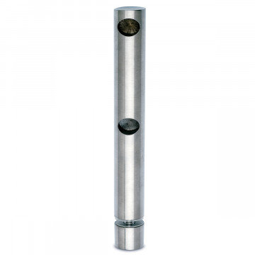Dubbele eindsteun voor montage op glas Poula voor staf 10 mm zamak RVS look