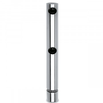 Dubbele eindsteun voor montage op glas Poula voor staf 10 mm zamak chroom look