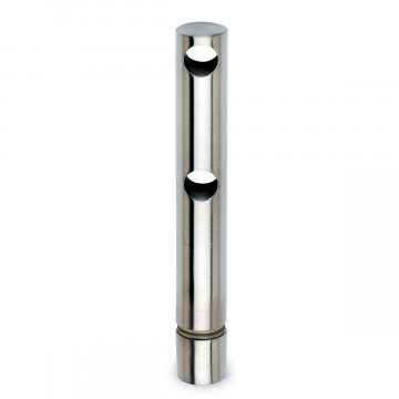 Dubbele middensteun voor montage op glas Finnja voor staf 6 mm zamak RVS look