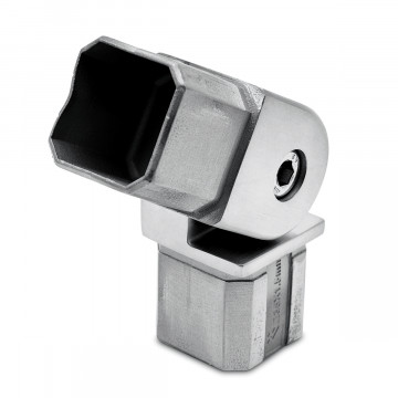 Vierkante buis connector variabel Lyndsey voor koker 35 x 35 mm zamak RVS look