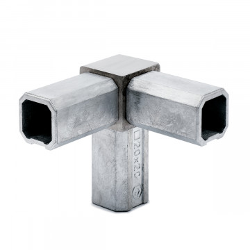 Vierkante buis connector 90° met 1 uitlaat 90° Kyara voor koker 20 x 20 mm RVS-304 mat geslepen