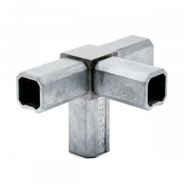 Vierkante buis connector T-stuk et 1 uitlaat Allson voor koker 20 x 20 mm RVS-304 mat geslepen