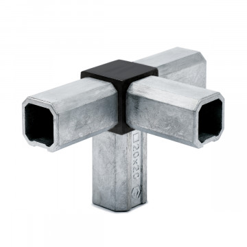 Vierkante buis connector T-stuk et 1 uitlaat Allson voor koker 20 x 20 mm zamak zwart
