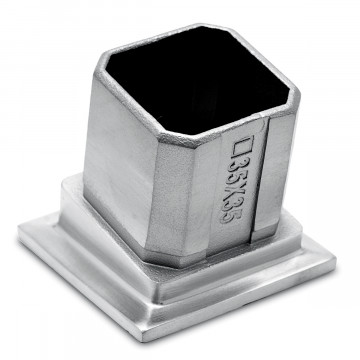 Buis bevestigingsflens 80° Reidun voor koker 35 x 35 mm zamak RVS look