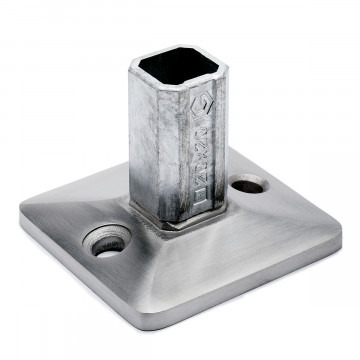 Muur en vloer flens Saphira voor koker 20 x 20 mm RVS-304 mat geslepen