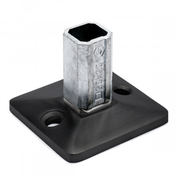 Muur en vloer flens Saphira voor koker 20 x 20 mm zamak zwart