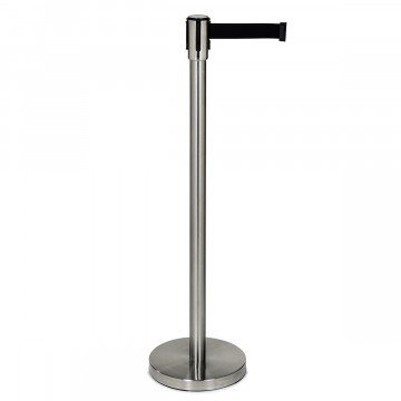 Afzetpaal met snelband Luane zwarte band 2 meter zamak RVS look