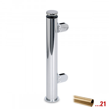 Staander Anneroos Ø 38,1 mm rechter staander voor 8 mm glas RVS-304 messing mat