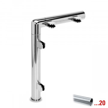 Staander Bregje Ø 38,1 mm 90° hoekstaander zamak RVS look