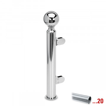 Staander Filippine Ø 25,4 mm linker staander zamak RVS look