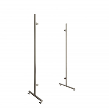 Mobiele balieschermpaal met rollen Birte 2 staanders zamak chroom look