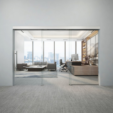 Telescopische schuifdeur, 2 rails Clarimonda 3000 mm 2 deuren vast glas excl. glas aluminium mat geanodiseerd