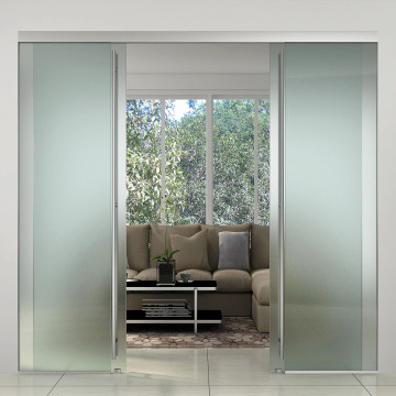 Synchro Schuifdeur incl. softclose en vloergeleiding Almodis plafond 5000 mm excl. glas zamak zwart