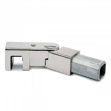 Glashouder voor vierkante buis 20 x 20 mm, verstelbaar Heidelind RVS-304 glanzend gepolijst