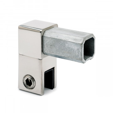 Glashouder gesloten voor vierkante buis 20 x 20 mm Noeki RVS-304 glanzend gepolijst