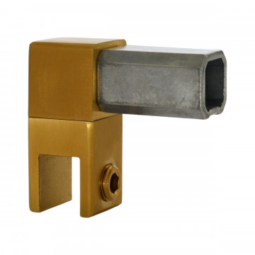 Glashouder gesloten voor vierkante buis 20 x 20 mm Noeki RVS-304 messing mat