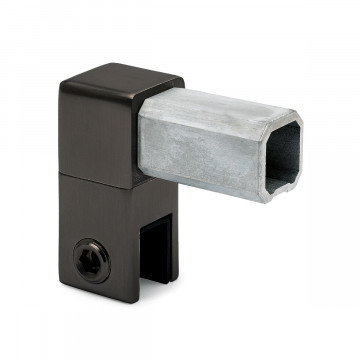Glashouder gesloten voor vierkante buis 20 x 20 mm Noeki RVS-304 zwart