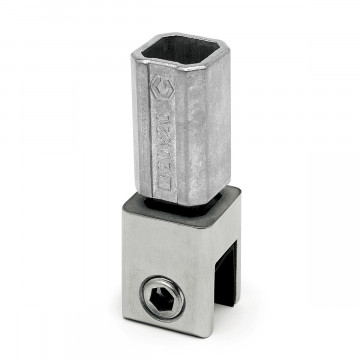 Glashouder voor vierkante buis 20 x 20 mm, plafondmontage Orlanda RVS-304 mat geslepen