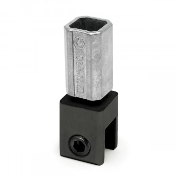 Glashouder voor vierkante buis 20 x 20 mm, plafondmontage Orlanda zamak zwart