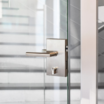 OFFICE Glasdeurslot met krukken Finn DIN links RVS-304 mat geslepen