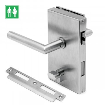 OFFICE Glasdeurslot met krukken voor toilet Bernadette DIN links RVS-304 mat geslepen