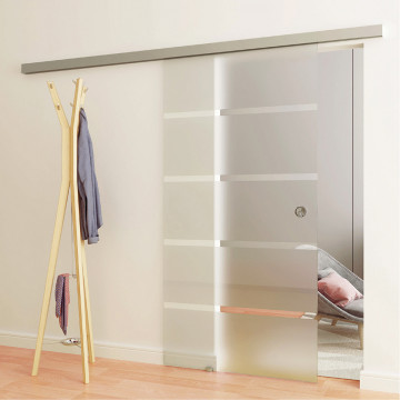 Schuifdeur inclusief Soft-Close, komgreep en vloergeleiding Mabel excl. glas aluminium mat geanodiseerd