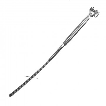 RVS kabel 4 mm 7 x 19 met 1 wantspanner gaffel M8 geassembleerd RVS-316