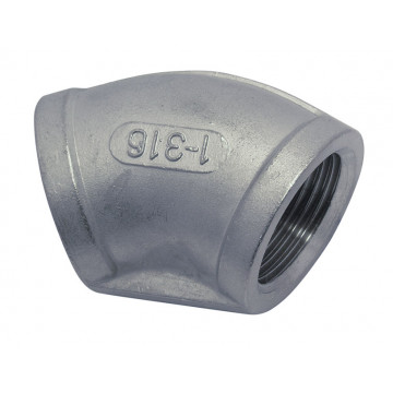 Bochtstuk 45 graden met binnendraad, 1 1/2 inch RVS-316 (A4)