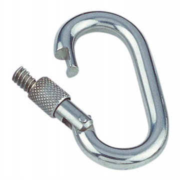 Karabijnhaak ovaal met borgmoer 10 x 90 mm RVS-316