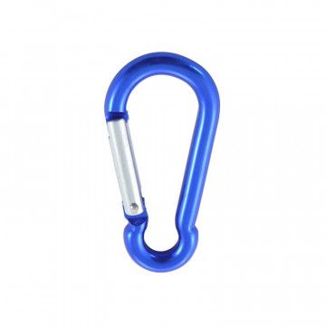Karabijnhaak 6 x 60 mm aluminium blauw