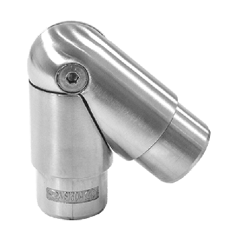 Scharnierverbinder 50 tot -180 graden voor buis 33,7 x 2,0 mm verstelbaar RVS-304 mat geslepen