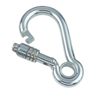 Karabijnhaak met veerslot en oog 10 x 100 mm RVS-316