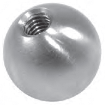 Sierkogel massief Ø 25 mm RVS-304 mat geslepen Sierkogel massief Ø 25 mm RVS-304 mat geslepen