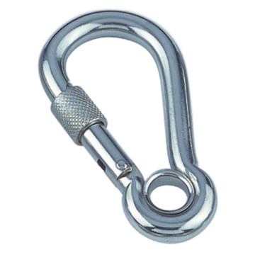 Karabijnhaak met borgmoer en oog 12 x 140 mm RVS-316