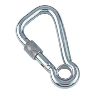 Karabijnhaak asymmetrisch met borgmoer en oog 11 x 120 mm RVS-316