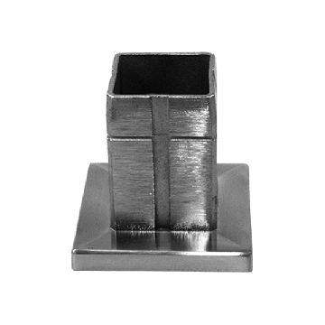 Bevestigingsplaat M10 voor binnendraad koker 40 x 40 mm vast RVS-304 mat geslepen Bevestigingsplaat M10 voor binnendraad koker 40 x 40 mm vast RVS-304 mat geslepen