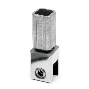 Glashouder voor vierkante buis 20 x 20 mm, plafondmontage Orlanda  zamak chroom look