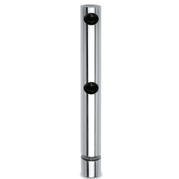 Dubbele eindsteun voor montage op glas Poula voor staf 10 mm zamak chroom look