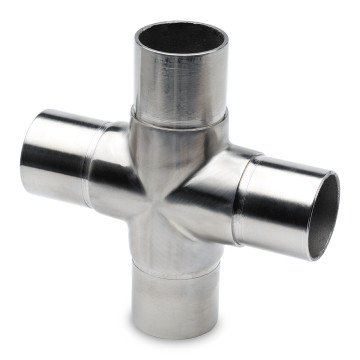 Kruisfitting Marinke voor buis Ø 38,1 mm zamak RVS look