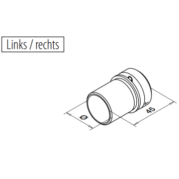 Adapter en schroef voor muurflens buis 33,7 x 2,0 mm vast RVS-316 mat geslepen model 3523