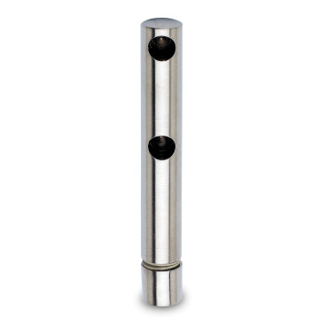 Dubbele eindsteun voor montage op glas Poula voor staf 6 mm zamak RVS look