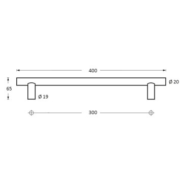Intersteel Deurgreep T-model 20 mm 400 mm mat zwart RVS-304