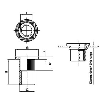 Flako insteekmoer open M4 x 10 mm Art. 1025 RVS A4 (250 stuks)