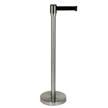 Afzetpaal met snelband Luane zwarte band 2 meter zamak RVS look