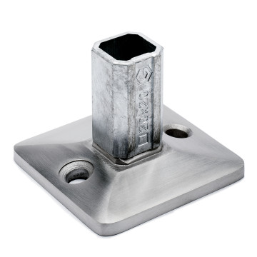 Muur en vloer flens Saphira voor koker 20 x 20 mm RVS-304 mat geslepen
