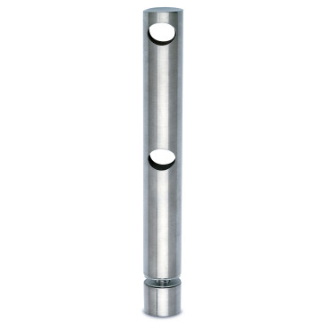 Dubbele middensteun voor montage op glas Finnja voor staf 10 mm zamak RVS look
