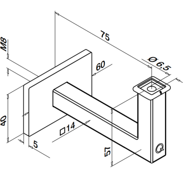 Leuninghouder vlak RVS-316 mat geslepen model 4121