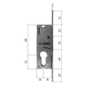 Buisframeslot doornmaat 35 mm afmeting 160 x 24 mm RVS-304